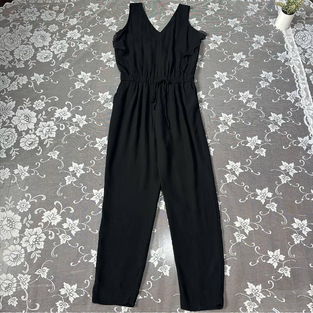 Iris & Ink Black Ruffle Jumpsuit
